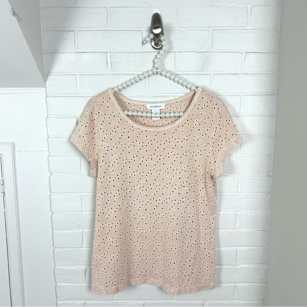 Sundance Eyelet Cotton T Shirt Size S
